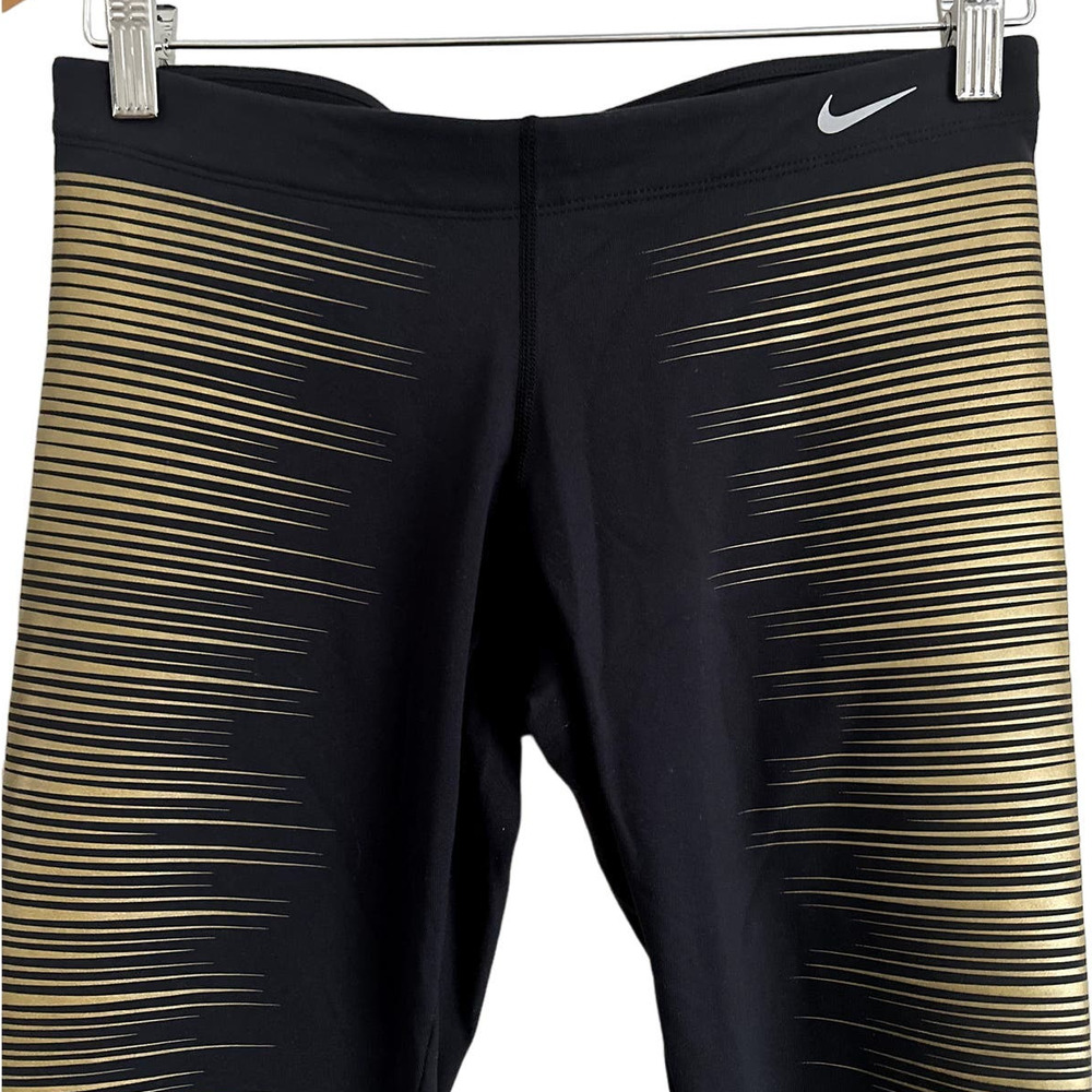 Nike Women's Dri-Fit Flash Reflective Running Tights-Size Small-Black/Gold‎ EUC - Picture 3 of 6